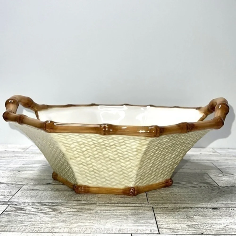 Pier 1 Imports Cabana Ceramic Bamboo Bowl